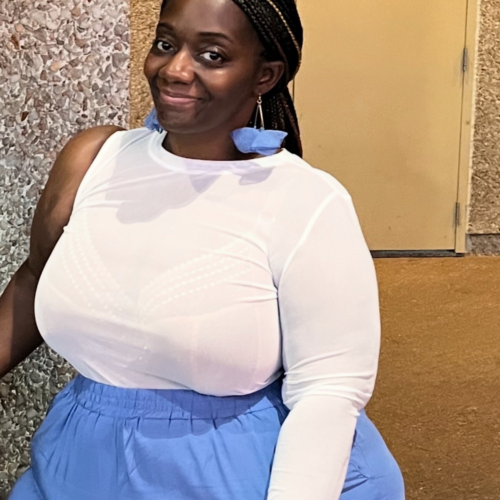 Eloquii White and Blue Top